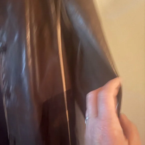 Vintage Elegant Brown Leather Trench Jacket Fall Boho 90s - Picture 4 of 6